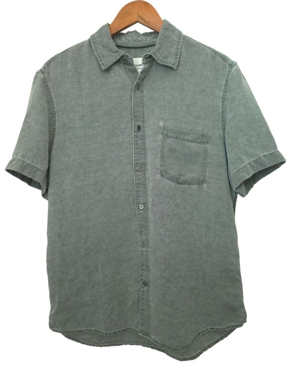 Thom Aaron Sage-Green Short Sleeve Linen Blend Button-Up Shirt Men's Size M